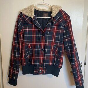 Forever 21 Plaid Jacket w/ faux fur hood (Worn, Used)